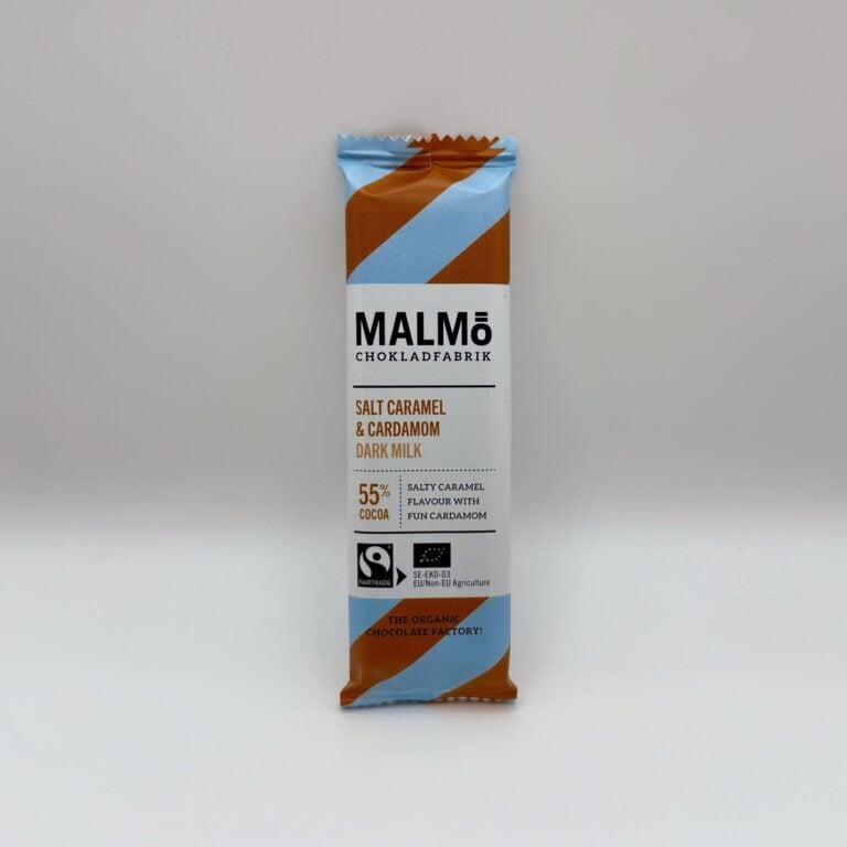 Malmö Chokladfabrik - Salt Caramel & Cardamom Dark Milk 55% Cacao 25g